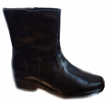 Skórzane szerokie botki tęgość 2xH obcas 4 cm